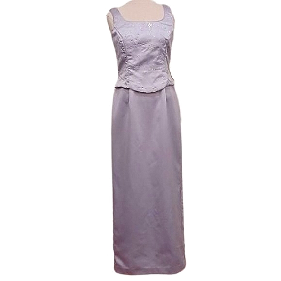 Jessica McClintock Gunne Sax Faux 2 Piece Lilac Satin Gown NEW- Sz. 7/8 - Picture 1 of 14